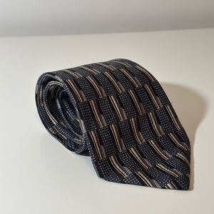 Ermenegildo Zegna Silk Neck Tie Dots Blocks & Stripes Men’s Size 56”L 3.5”W